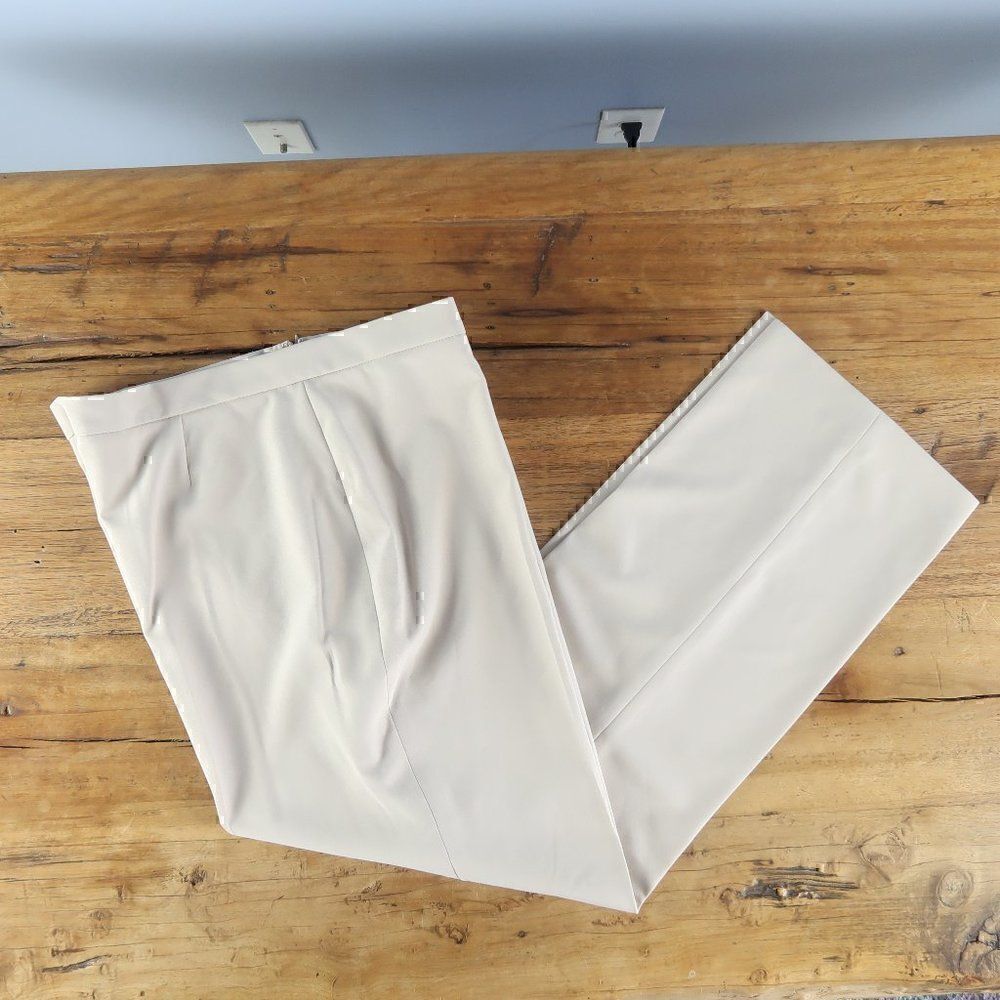 TAN HIGH WAIST OFFICE BUSINESS TROUSERS PANTS SIDE ZIP SIZE 16